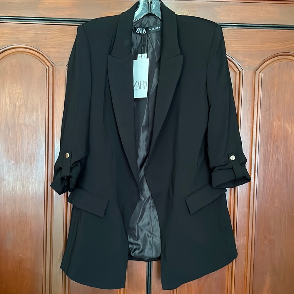 Zara NWT Bloggers Favorite Blazer With Rolled Up Sleeves Size Small